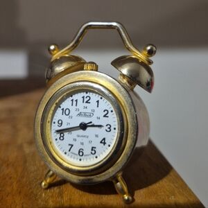 Gold Mini Twin Bell Alarm Clock - Accent Home Wall Decor